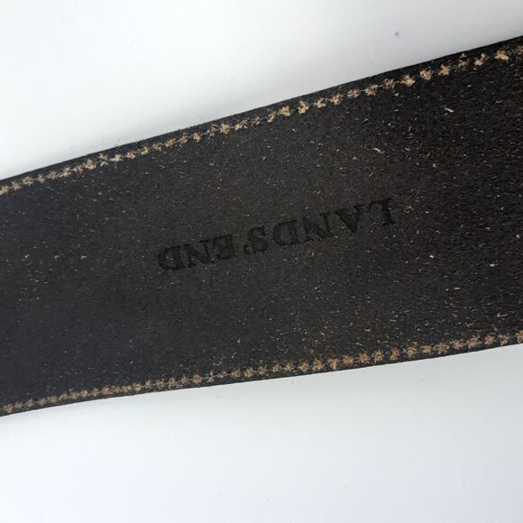 Land's Ends Wide Brown Leather Crossett Belt Fashion Dress L - Picture 4 of 10